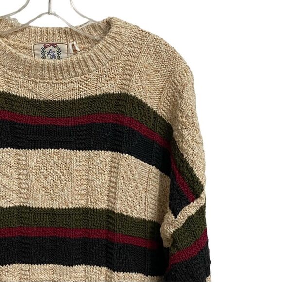 Vintage Sears & Roebuck Knit Sweater Men's Size L Pullover Striped Crewneck Dad - Picture 5 of 12